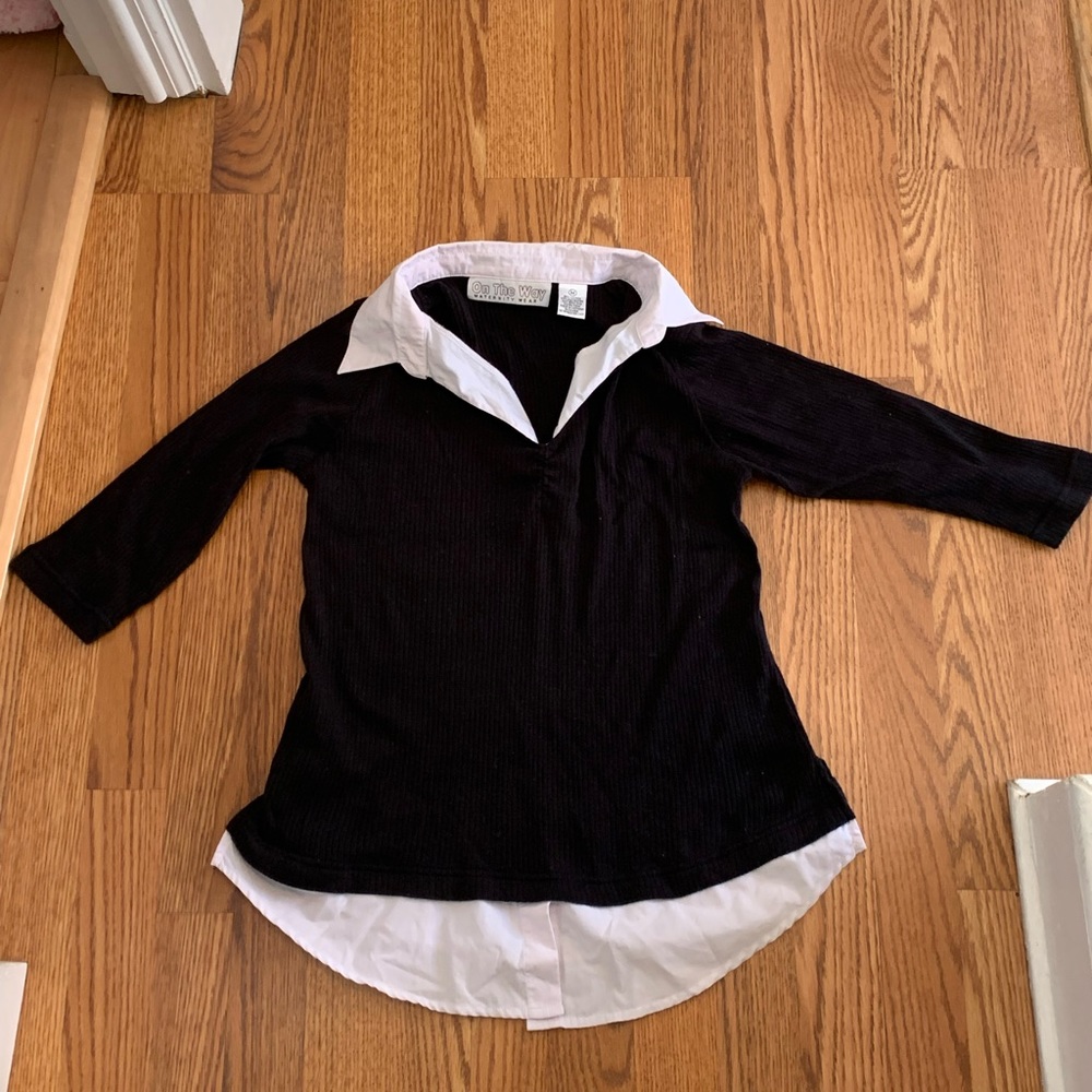 Maternity Collared Preppy Top - image 1
